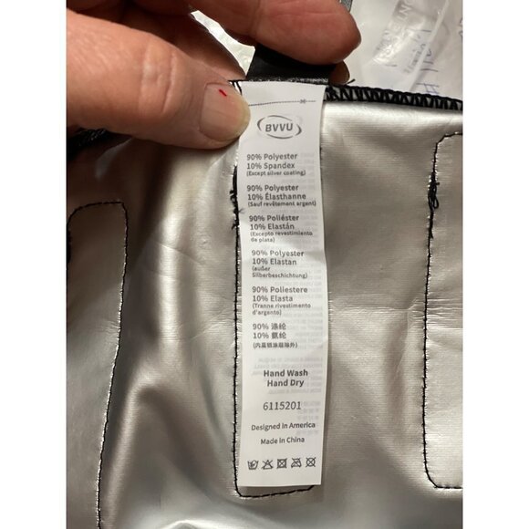 BVVU Womens High-Waisted Sauna Pants Large Black Silver Workout Fat-Burner NWT - Picture 15 of 16